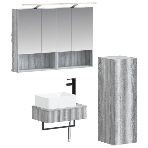vidaXL Set kabinetov do kúpeľne 4 pcs Sivý Sonoma 50 x 14,5 x 70 cm