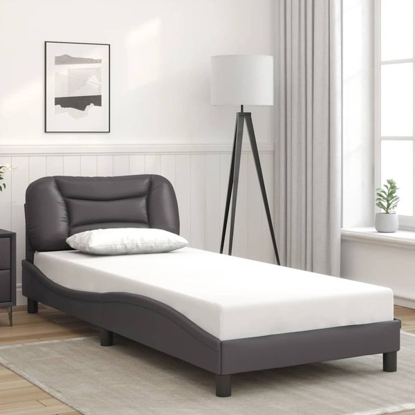 vidaXL Rám postele bez matraca Hvar sivý 90x200 cm umelá koža