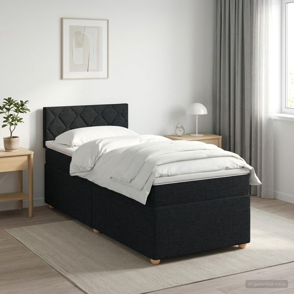 vidaXL Posteľ boxspring s matracom Čierna 100 x 200 cm Látka