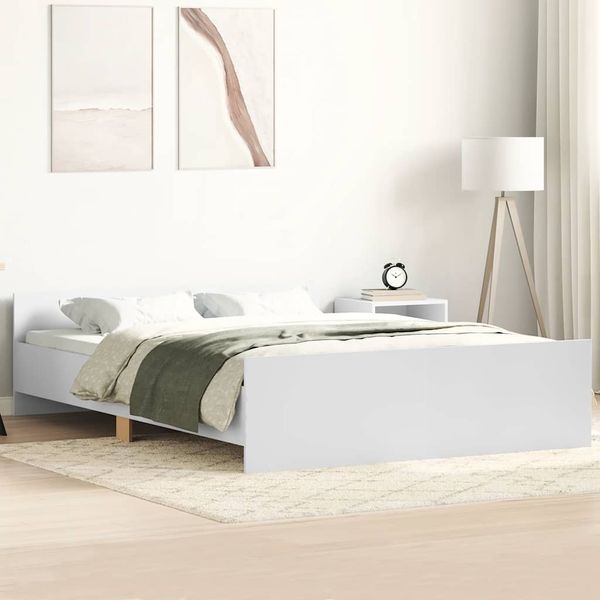 vidaXL Posteľný rám s predným a zadným čelom, biely 150x200 cm