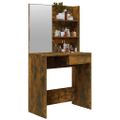 vidaXL Toaletný stolík so zrkadlom dymový dub 74,5x40x141 cm