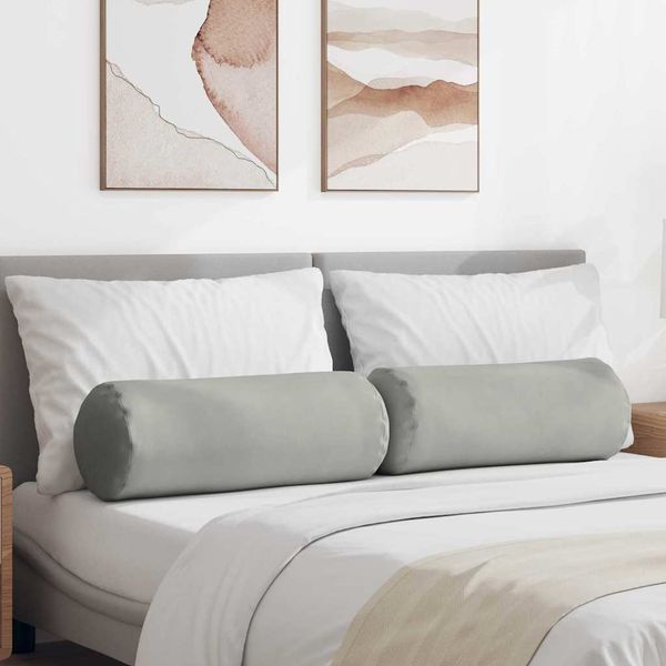vidaXL Podložkové vankúše 2 pcs Svetlosivá Ø 25 x 70 cm Mikrovlákno