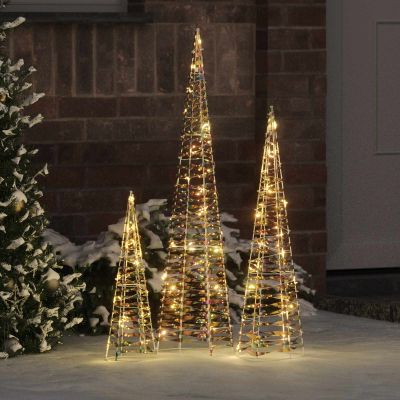 vidaXL Vianočný stromček 3 pcs Teplá biela 20 x 20 x 80 cm PET
