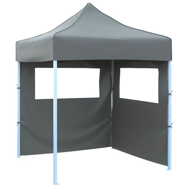 vidaXL Profesionálny skladací párty stan+2 steny 2x2 m, oceľ, antracit