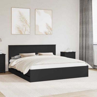 vidaXL Rám postele so zásuvkou Čierna 180 x 200 cm Inžinierske drevo