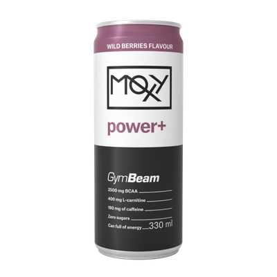 MOXY power+ Energetický nápoj 330 ml - GymBeam, lesné ovocie, 330 ml