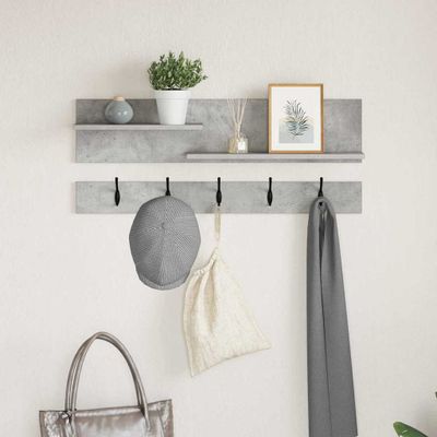 vidaXL Vešiak na stenu Betónová šedá 90 x 15 x 36 cm Kompozitné drevo