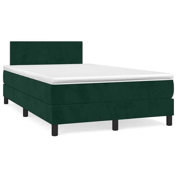 vidaXL Boxspring posteľ s matracom, tmavozelená 120x190cm, zamat