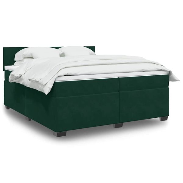 vidaXL Posteľný rám boxsping s matracom tmavozelený 200x200 cm zamat