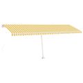 vidaXL Voľne stojaca ručne zaťahovacia markíza 600x350 cm, žlto biela