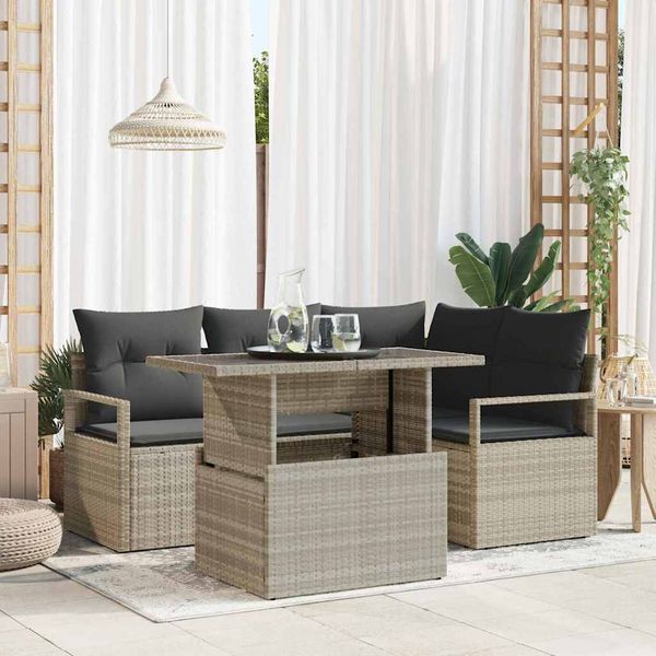 vidaXL Súprava záhradných pohoviek 5 pcs Svetlosivá polyratan