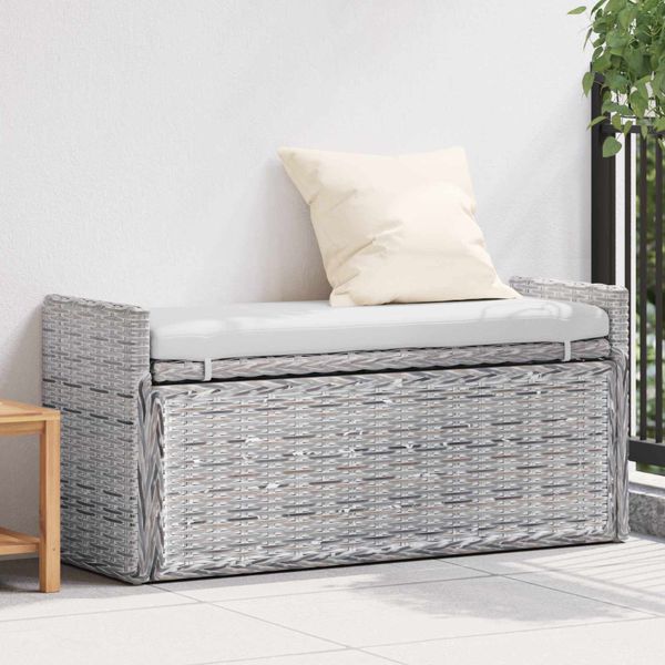 vidaXL Úložná lavička s vankúšom Biely umývať 110 x 40 x 50 cm Ratan
