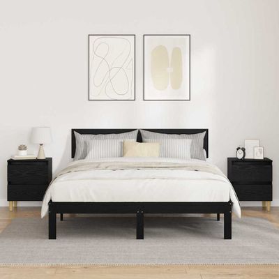 vidaXL Posteľné skrinky so zásuvkou 2 pcs Čierny dub 40 x 35 x 50 cm