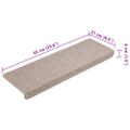 vidaXL Schodové rohože 15 ks 65x21x4 cm taupe s obdĺžnikovým okrajom