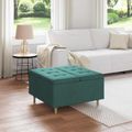 vidaXL Ottoman s Úložným Priestorom Tmavozelená 80 x 80 x 45 cm látka