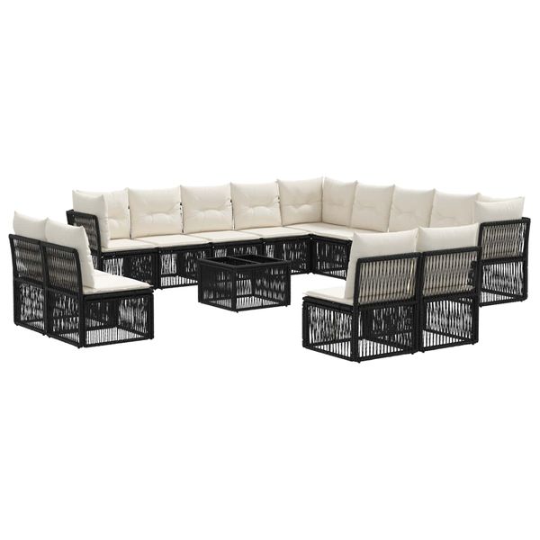 vidaXL Súprava záhradných pohoviek 14 pcs Čierna polyratan