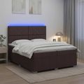 vidaXL LED boxspring posteľ s matracom Tmavohnedá 200 x 200 cm Látka