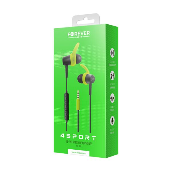 Forever káblové slúchadlá 4Sport SP-100 zelená