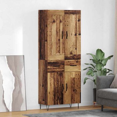 vidaXL Highboard Staré drevo 69,5 x 34 x 180 cm Kompozitné drevo