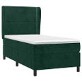 vidaXL Posteľný rám boxsping s matracom tmavozelený 90x190 cm zamat