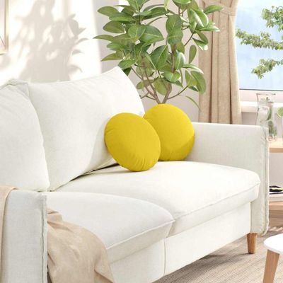 vidaXL Vankúše na sedenie 2 pcs Svetložltá Ø30 x 13 cm látka