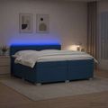 vidaXL Posteľ s boxspringom a matracom a LED Modrá 200 x 200 cm Látka