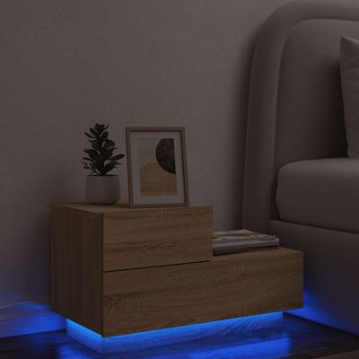 vidaXL Nočný stolík s LED svetlami dub sonoma 70x36x40,5 cm