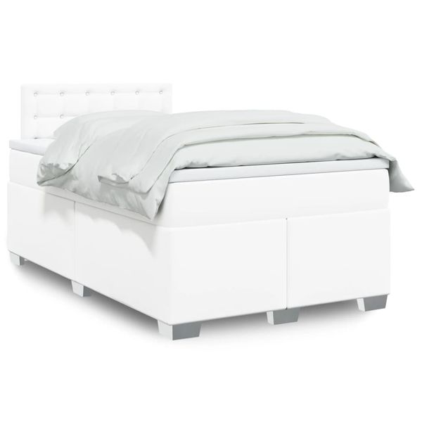 vidaXL Boxspring posteľ s matracom biela 120x200 cm umelá koža