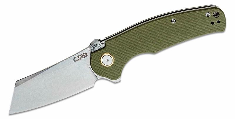 CJRB J1904R-GNF Crag vreckový nôž 8,4 cm, Stonewash, zelená, G10