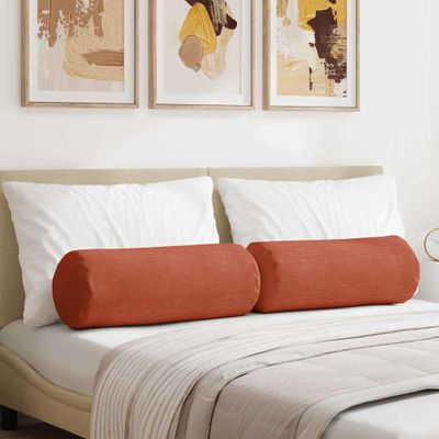 vidaXL Podložkové vankúše 2 pcs Červenooranžová Ø 25 x 70 cm