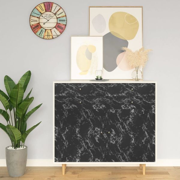 vidaXL Samolepiacia tapeta na nábytok čierny kameň 500x90 cm PVC