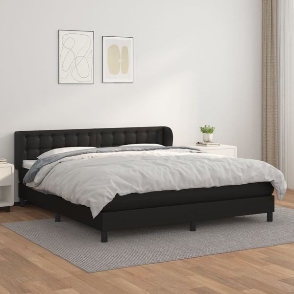 vidaXL Boxspring posteľ s matracom čierna 160x200 cm umelá koža