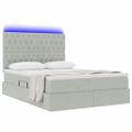 vidaXL LED úložná posteľ s matracom Svetlosivá 140 x 190 cm Zamat