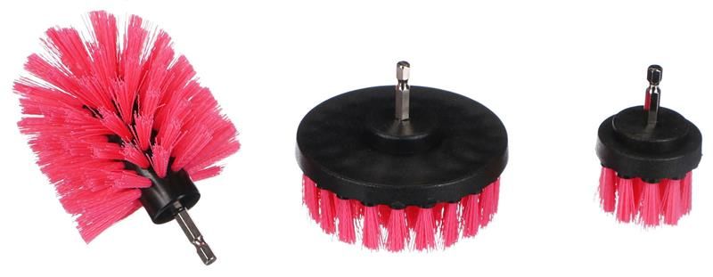 Sada kartáčov na vrtačku na čistenie auta CAR DETAILING DRILL BRUSH PINK 3, 3 ks SIXTOL