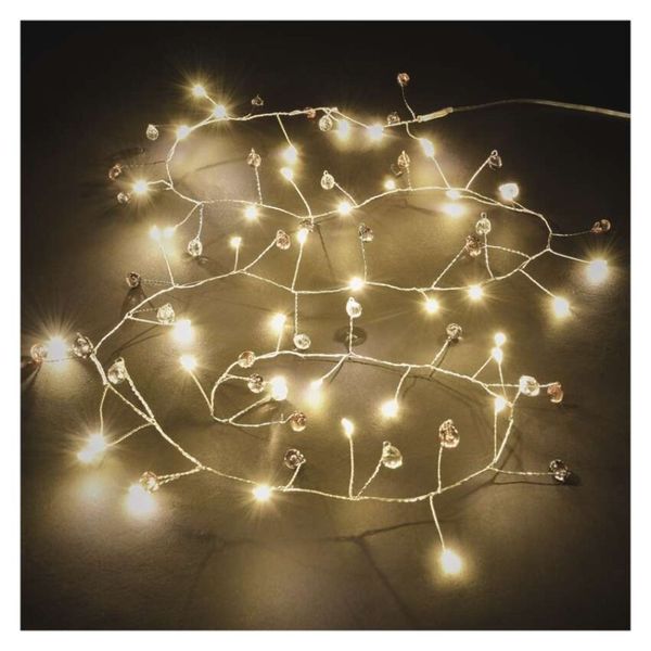 LED girlanda - kamienky, 1,2 m, 3x AA, vnútorné, teplá biela, časovač