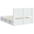vidaXL Posteľový rám s úložným priestorom a čelom Biela 150 x 200 cm