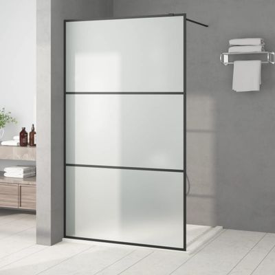 vidaXL Sprchová zástena čierna 115x195 cm matné ESG sklo
