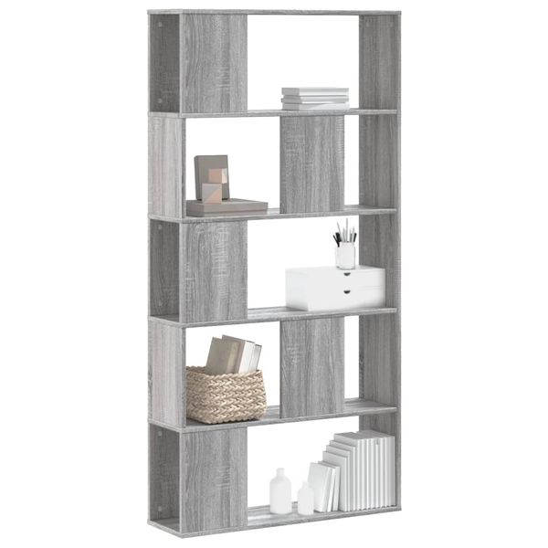 vidaXL Knižnica 5 políc sivá sonoma 80,5x23,5x162,5cm kompozitné drevo