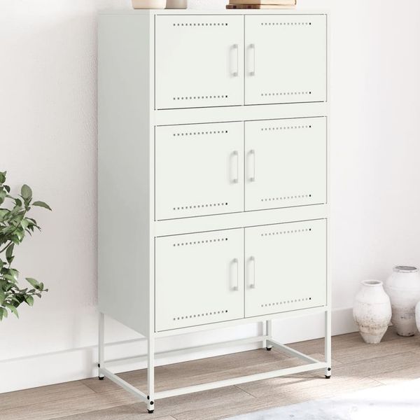 vidaXL Komoda biela 68,5x38,5x123,5 cm oceľ