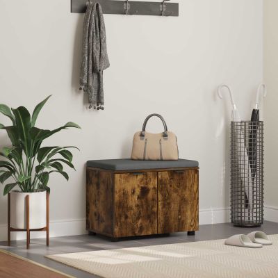 vidaXL Predsieňová lavica s vankúšom Údený Dub 60 x 38 x 46 cm