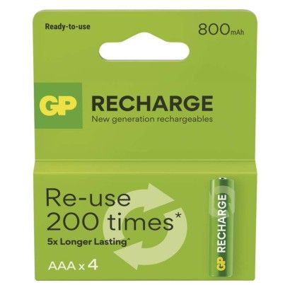 Nabíjače batérie GP Recharge 800 AAA (HR03), 4ks --CENA BLISTR--