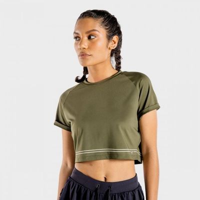 Dámske tričko Flux CropTop Khaki - SQUATWOLF, veľkosť M