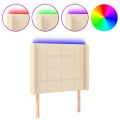 vidaXL Čelo postele s LED krémové 103x16x118/128 cm látka