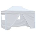 vidaXL Profesionálny skladací párty stan+4 steny 280x410x315 cm, oceľ, biely