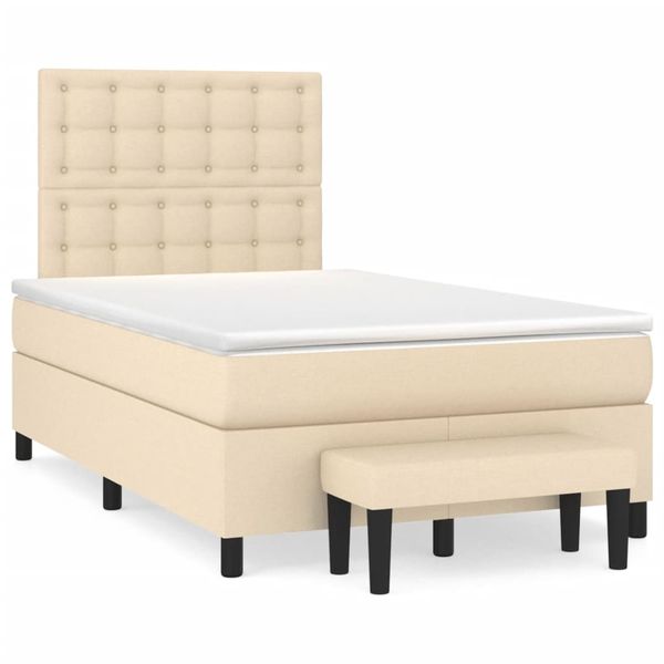 vidaXL Boxspring posteľ s matracom krémová 120x190 cm látka