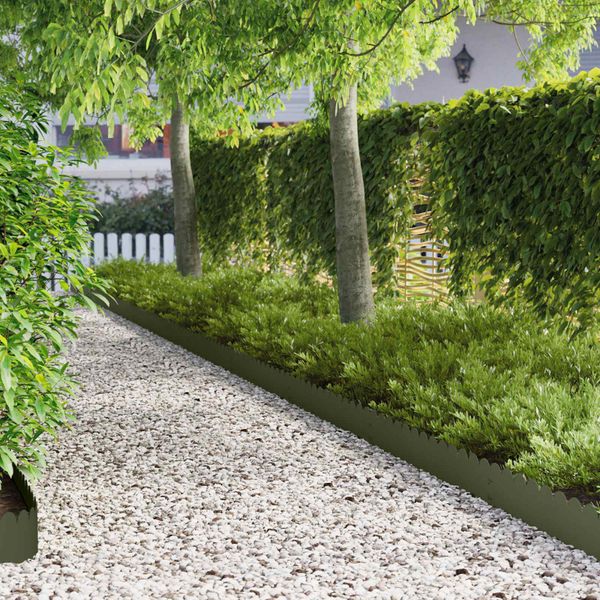 vidaXL Obrubník trávnika 30 ks 103 x 20 cm Oceľ Olivovo zelená