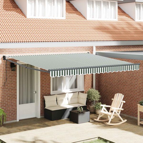 vidaXL Markíza Zelená a biela 400 × 300 cm Polyester a kov