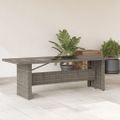 vidaXL Záhradný stôl so sklenenou doskou sivý 240x90x75 cm polyratan