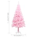 vidaXL Osvetlený umelý vianočný stromček s guľami, ružový 180 cm, PVC