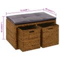 vidaXL Lavica s 2 košíkmi z morskej trávy 71x40x42 cm hnedá